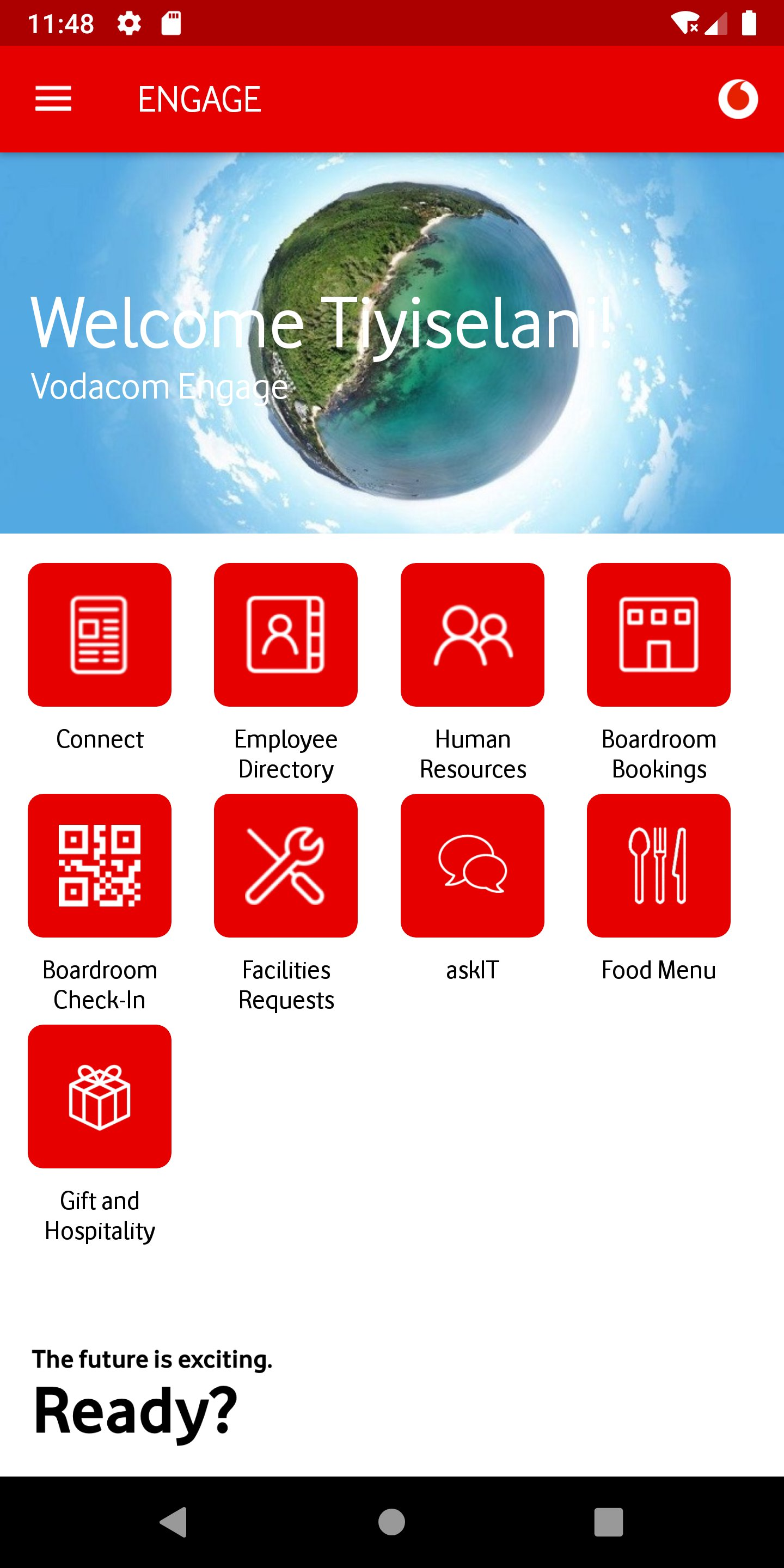 Old Engage home screen — icon grid